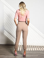 Load image into Gallery viewer, Knit Crepe Seamed Front Belt Jogger
