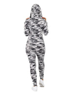 Load image into Gallery viewer, Zip It Up Camo Print Tracksuit  Hoodie and Leggings Set
