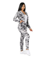 Load image into Gallery viewer, Zip It Up Camo Print Tracksuit  Hoodie and Leggings Set
