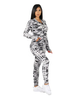 Load image into Gallery viewer, Zip It Up Camo Print Tracksuit  Hoodie and Leggings Set
