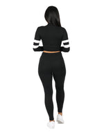 Load image into Gallery viewer, Yummy Active Turtle Neck with Sleeve Stripes and Legging Set
