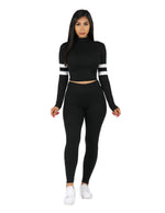 Load image into Gallery viewer, Yummy Active Turtle Neck with Sleeve Stripes and Legging Set
