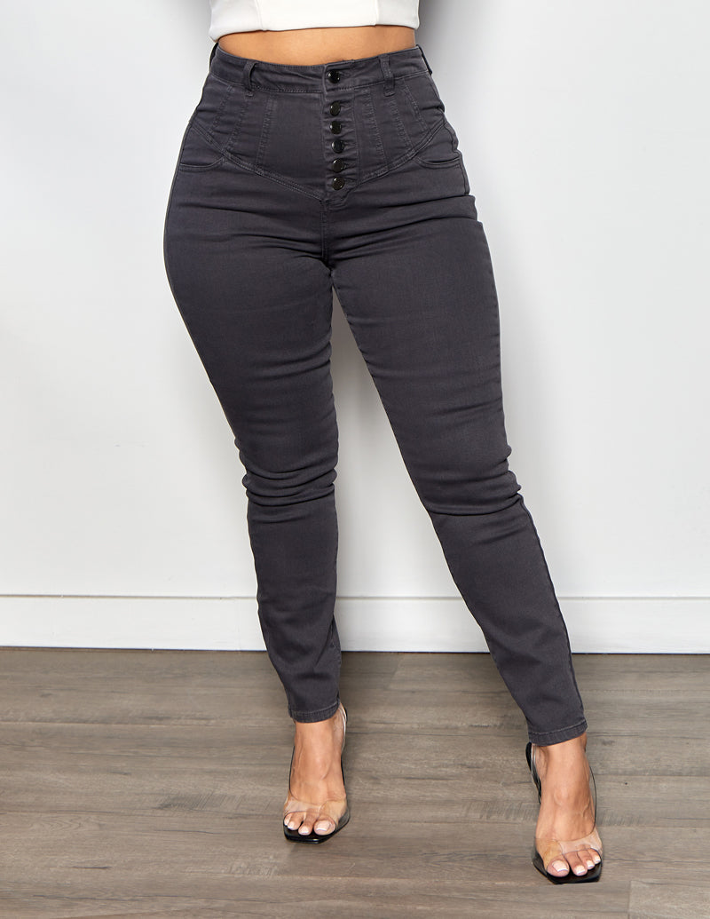 Super High Rise Seamed Yoke Crop Skinny