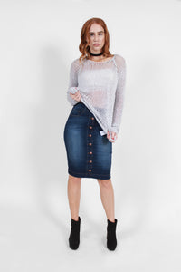 Button Midi Skirt