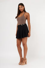 Load image into Gallery viewer, Pleated Gold Button Knit Crepe Skort
