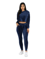 Load image into Gallery viewer, Velour Active Set Hoodie Crop Top and Jogger
