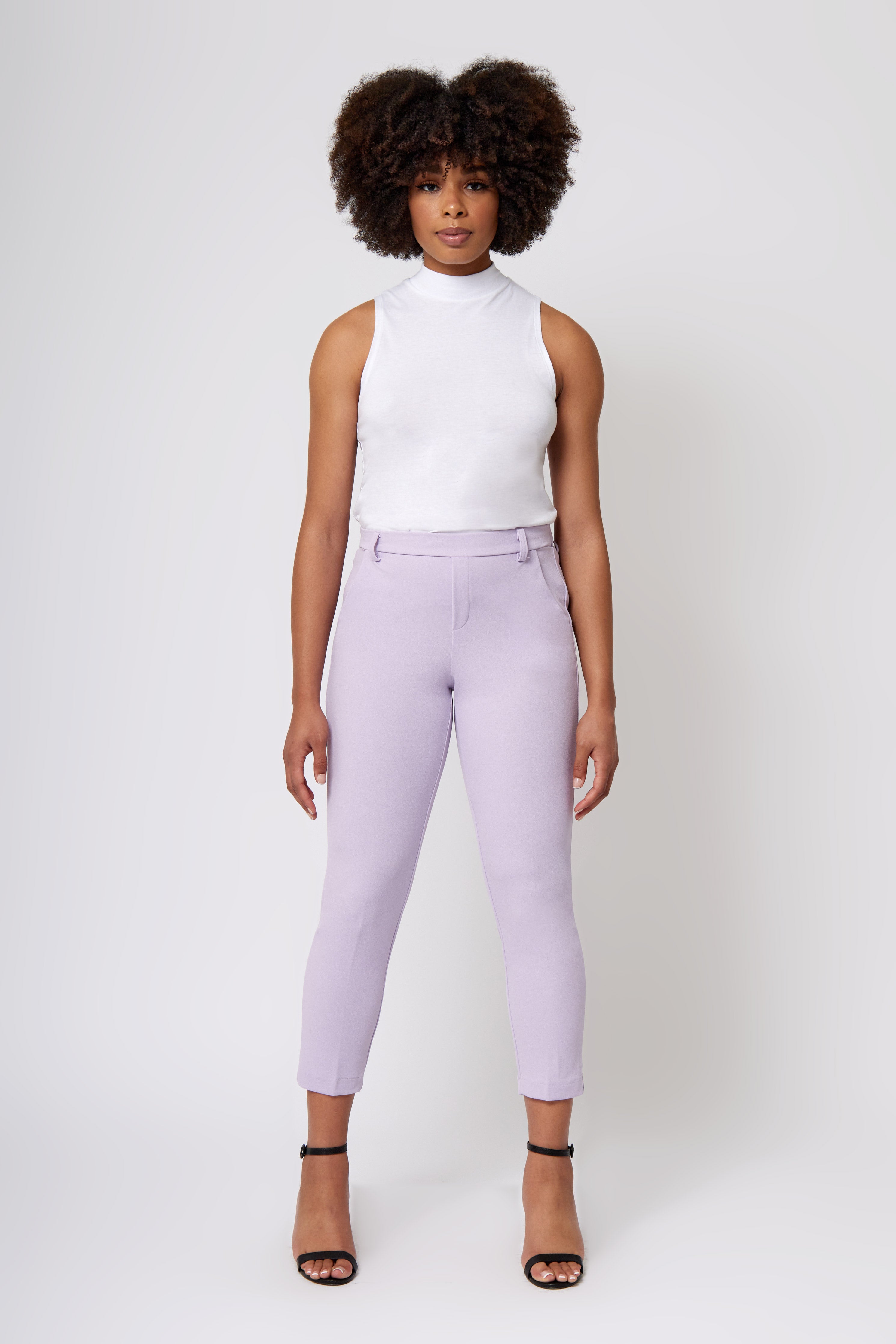 Pull-on Crop Knit Crepe Trousers