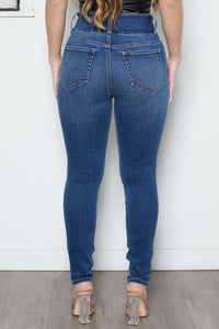 Gen Double Button Dark Wash Destructed Skinny Jean