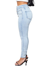 Load image into Gallery viewer, High Rise V Yoke Button Fly Skinny Denim Pants
