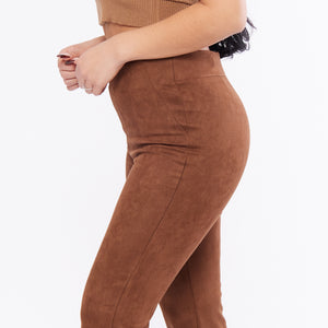 Suede High Rise Flare Pants